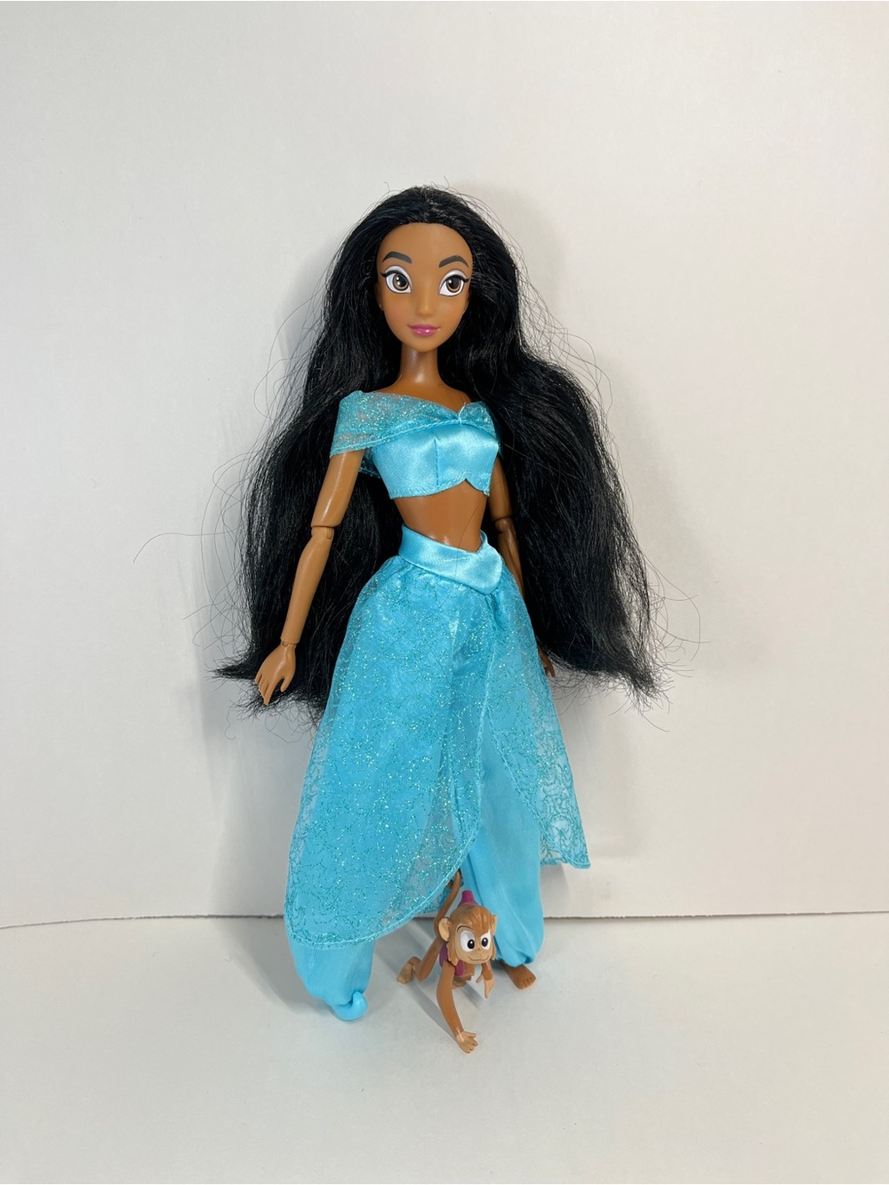 Disney Store Aladdin Princess Jasmine Doll Monkey Abu Figure Classic Outfit Toy